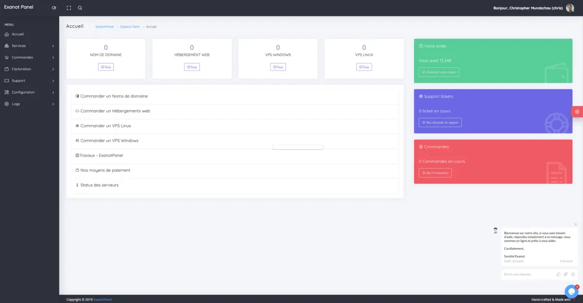 Espace client Exanot