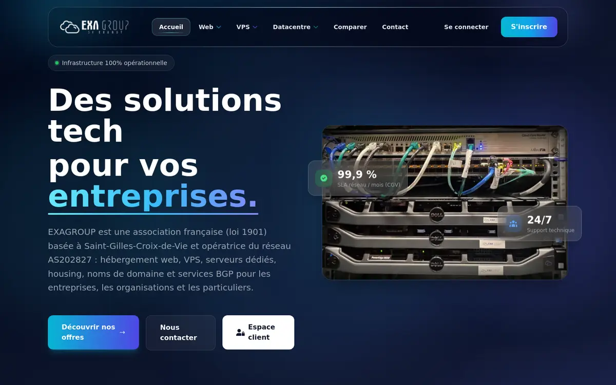 Page d'accueil de EXAGROUP